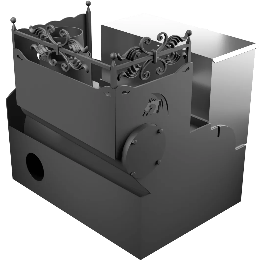 Печь Горыныч 3, каменка с правой стороны, большая дверь со стеклом, система воздушного отопления фото в Ростове-на-Дону