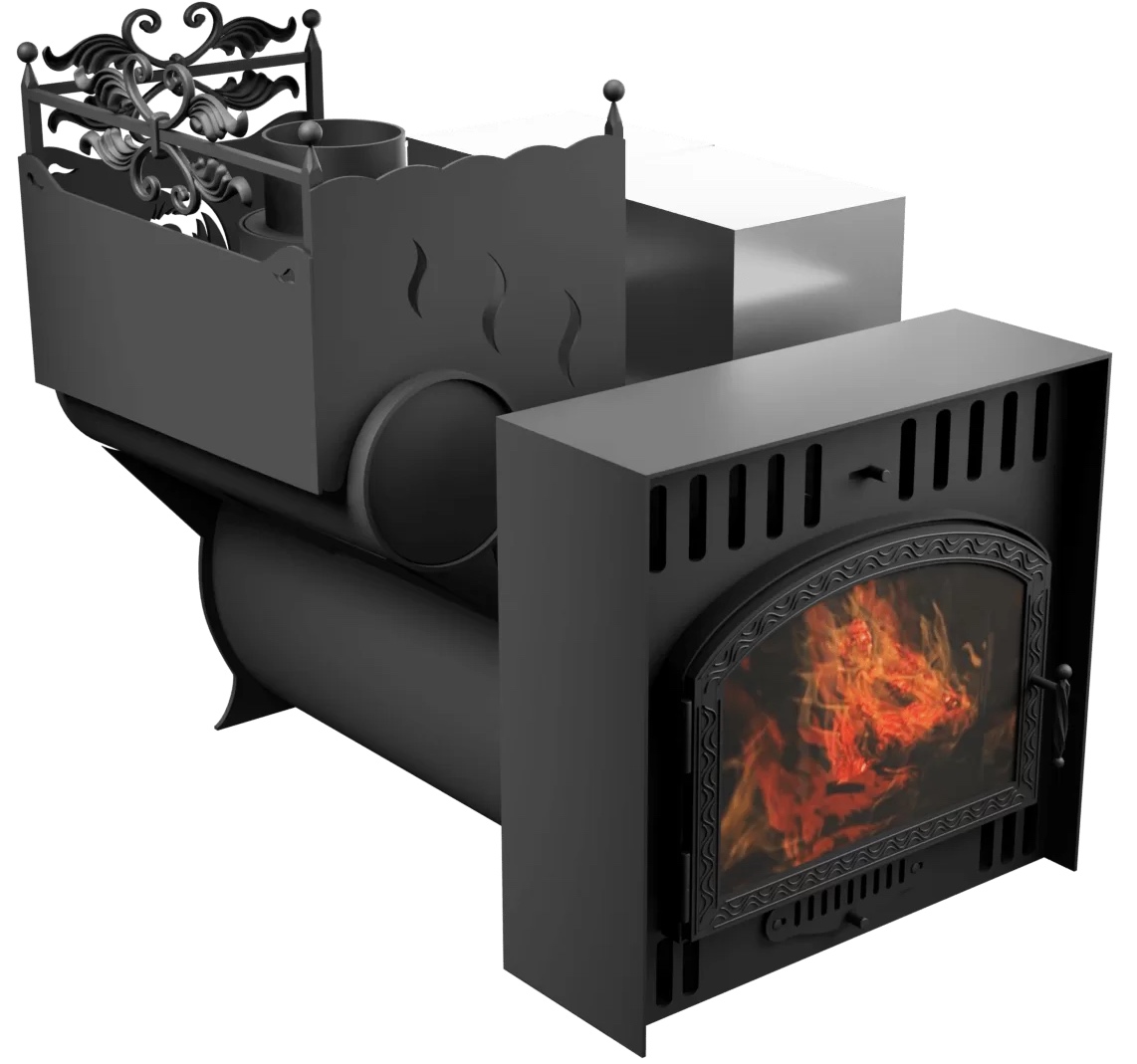 Печь Горыныч 3, каменка с левой стороны, большая дверь со стеклом, естественная система воздушного отопления фото в Ростове-на-Дону