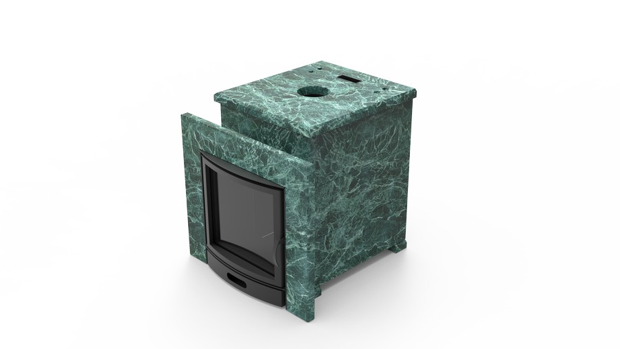 Печь в облицовке из натурального камня Genesis GN 500 облицовка закрытая плоская пироксенит-элит фото в Ростове-на-Дону