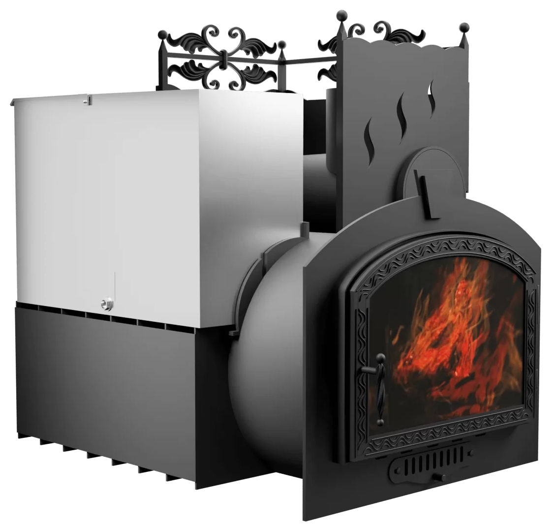 Печь Горыныч 3 с конвекцией, каменка с правой стороны, большая дверь со стеклом фото в Ростове-на-Дону