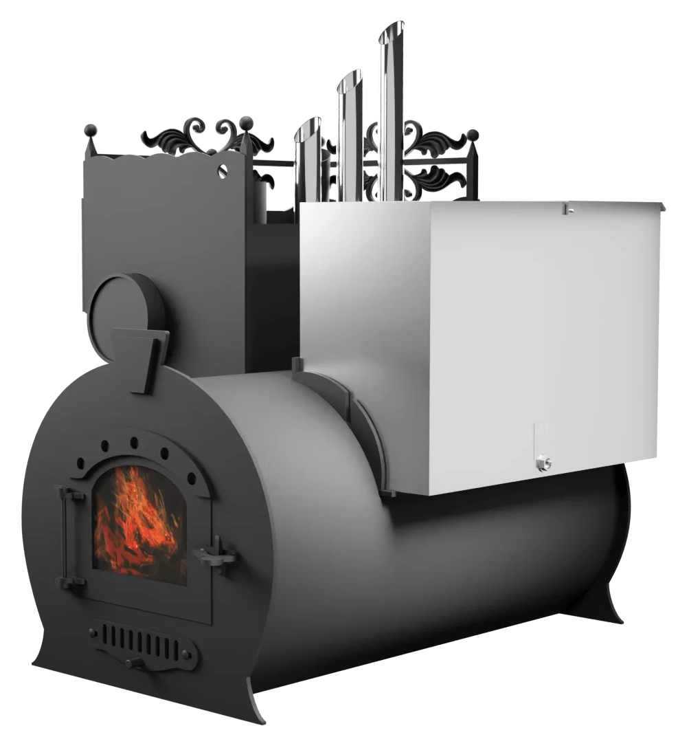 Печь Горыныч 3, каменка закрытая с парогенератором с левой стороны, малая дверь со стеклом фото в Ростове-на-Дону