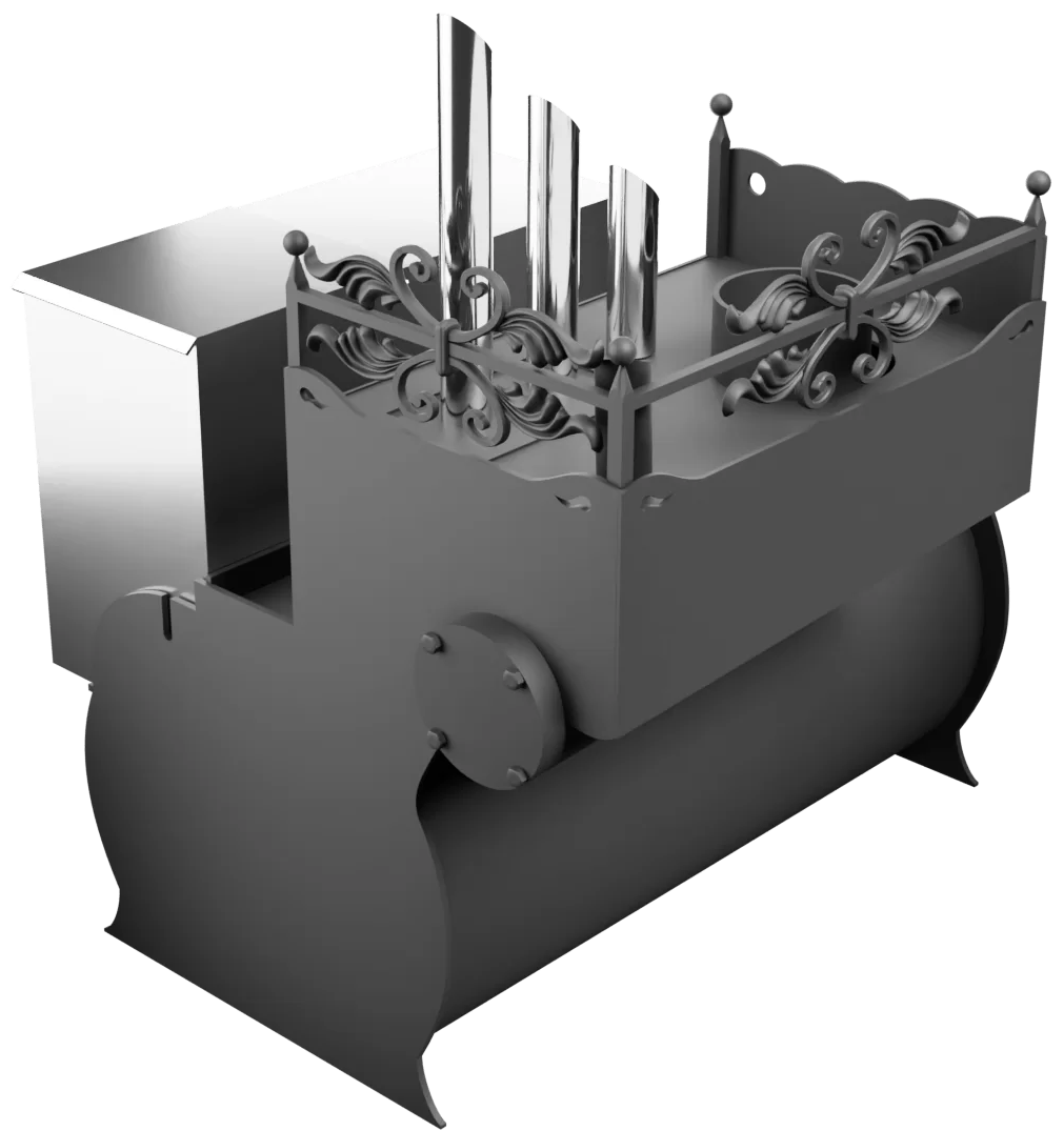 Печь Горыныч 3, каменка закрытая с парогенератором с левой стороны, малая дверь со стеклом фото в Ростове-на-Дону