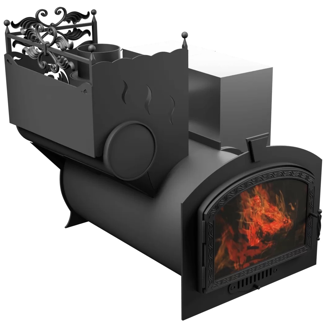 Печь Горыныч 3, каменка с левой стороны, большая дверь со стеклом фото в Ростове-на-Дону