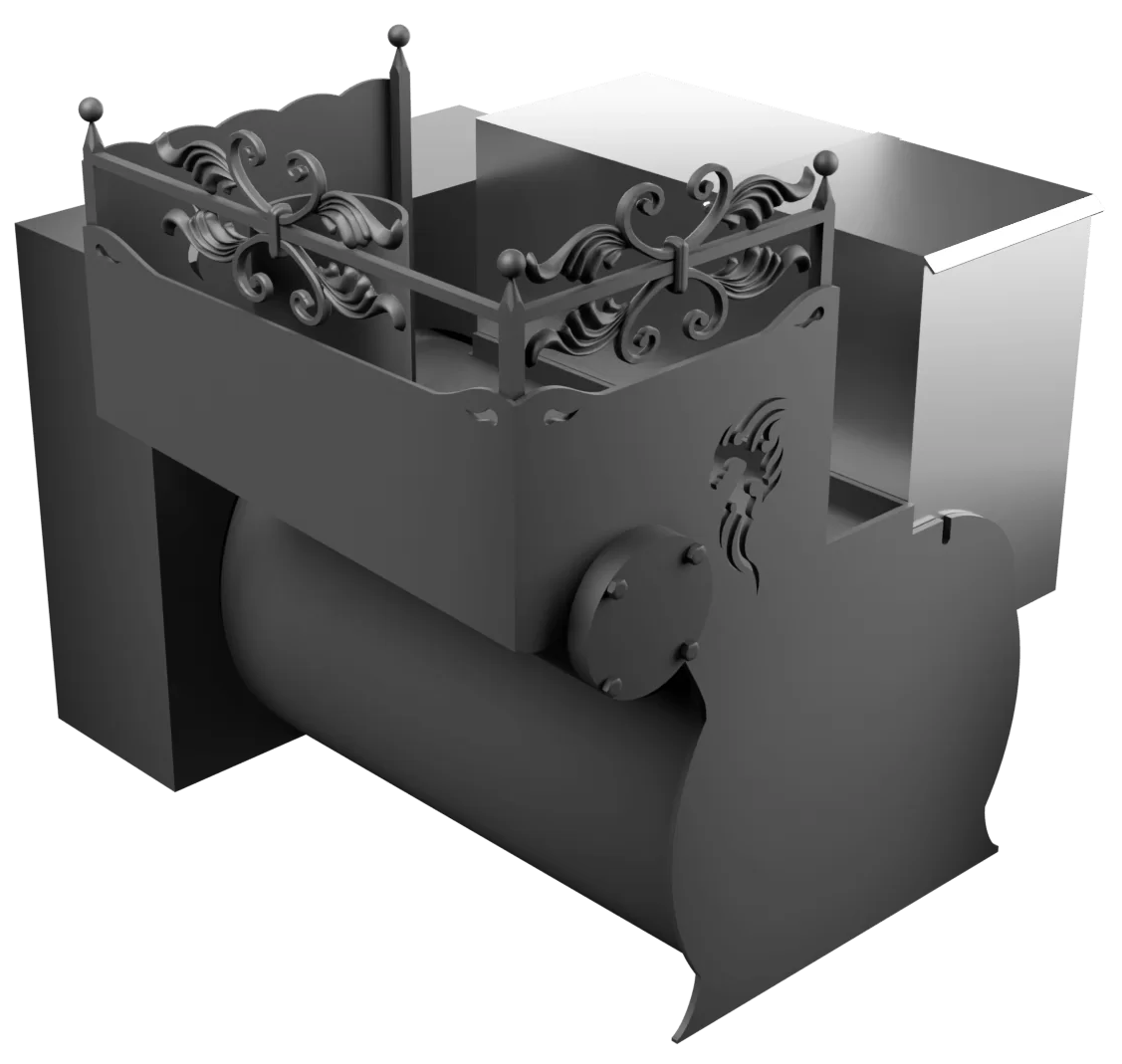 Печь Горыныч 3, каменка с правой стороны, малая дверь со стеклом, естественная система воздушного отопления фото в Ростове-на-Дону