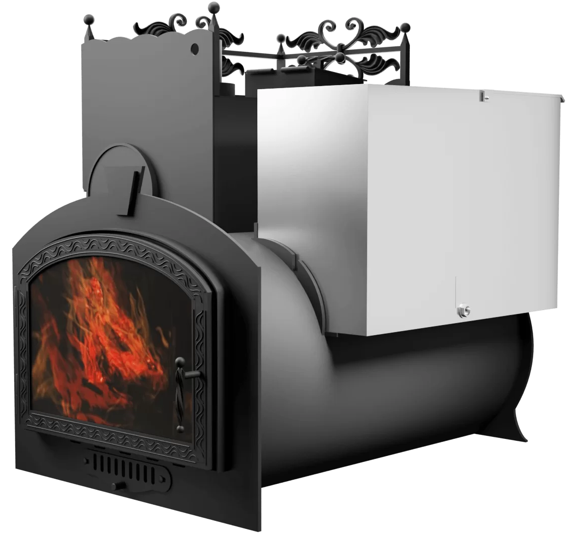 Печь Горыныч 3, каменка закрытая с левой стороны, большая дверь со стеклом фото в Ростове-на-Дону