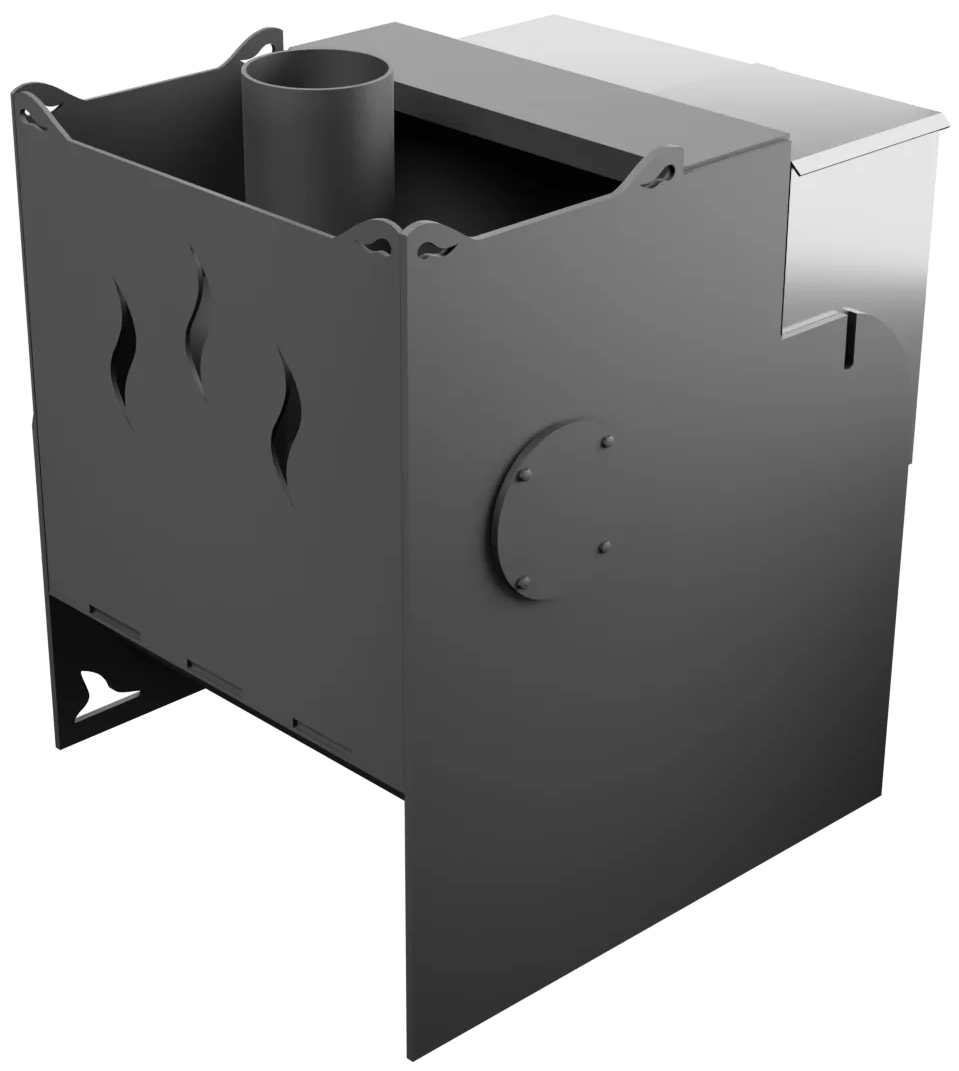 Печь Горыныч Мини, каменка с правой стороны, средняя дверь со стеклом фото в Ростове-на-Дону