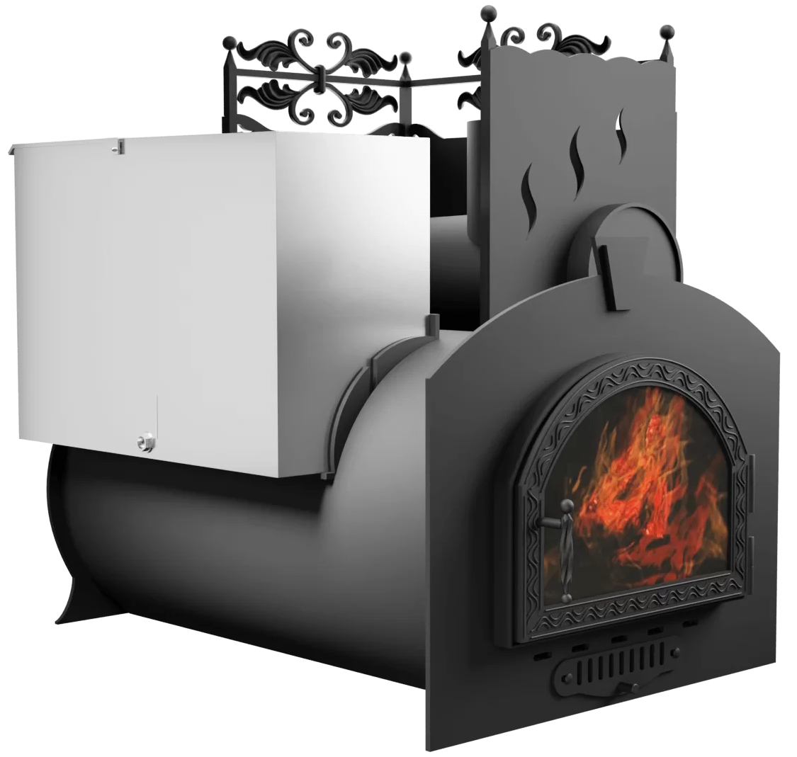 Печь Горыныч 3, каменка с правой стороны, средняя дверь со стеклом фото в Ростове-на-Дону