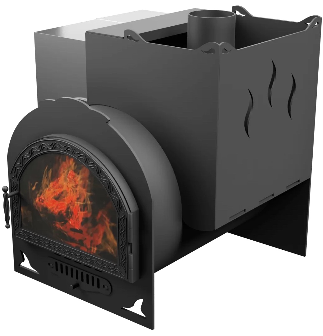 Печь Горыныч Мини, каменка с правой стороны, средняя дверь со стеклом фото в Ростове-на-Дону