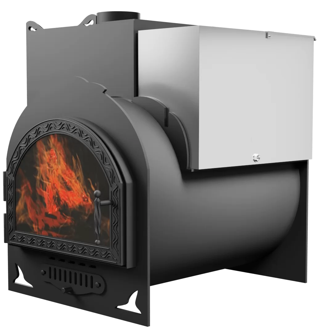 Печь Горыныч Мини, каменка с левой стороны, средняя дверь со стеклом фото в Ростове-на-Дону