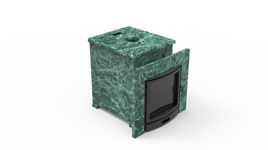 Печь в облицовке из натурального камня Genesis GN 500 облицовка закрытая плоская пироксенит-элит фото в Ростове-на-Дону