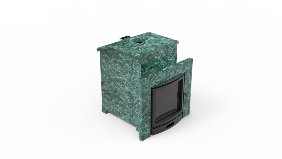 Печь в облицовке из натурального камня Genesis GN 500 облицовка закрытая со скосом талькохлорит-шлифовка фото в Ростове-на-Дону
