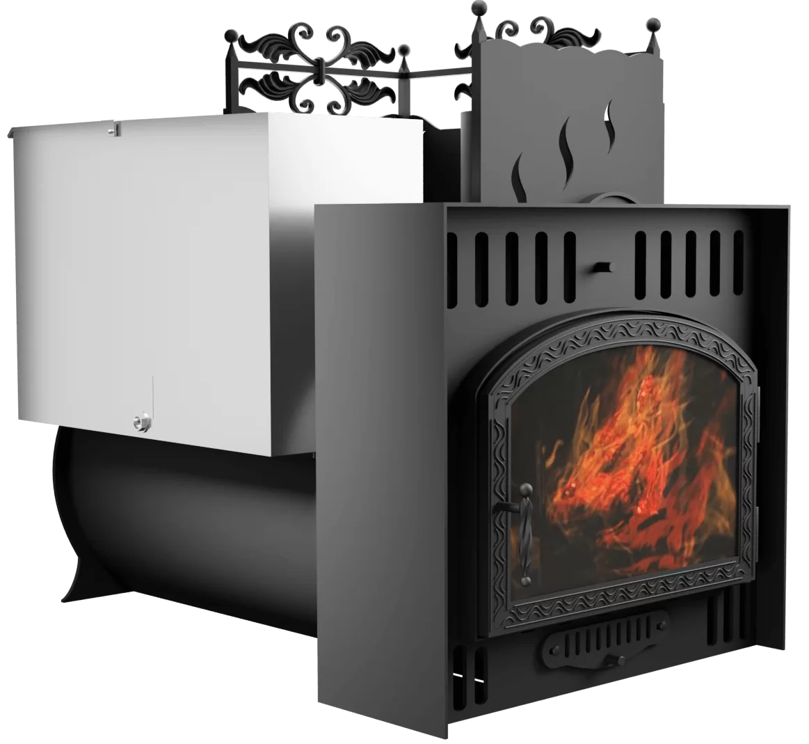 Печь Горыныч 3, каменка с правой стороны, большая дверь со стеклом, естественная система воздушного отопления фото в Ростове-на-Дону