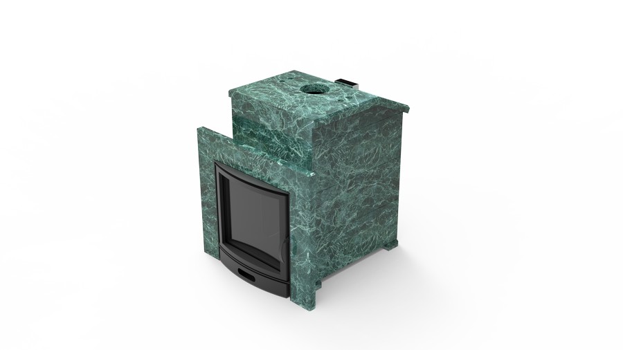 Печь в облицовке из натурального камня Genesis GN 500 облицовка закрытая со скосом талькохлорит-шлифовка фото в Ростове-на-Дону