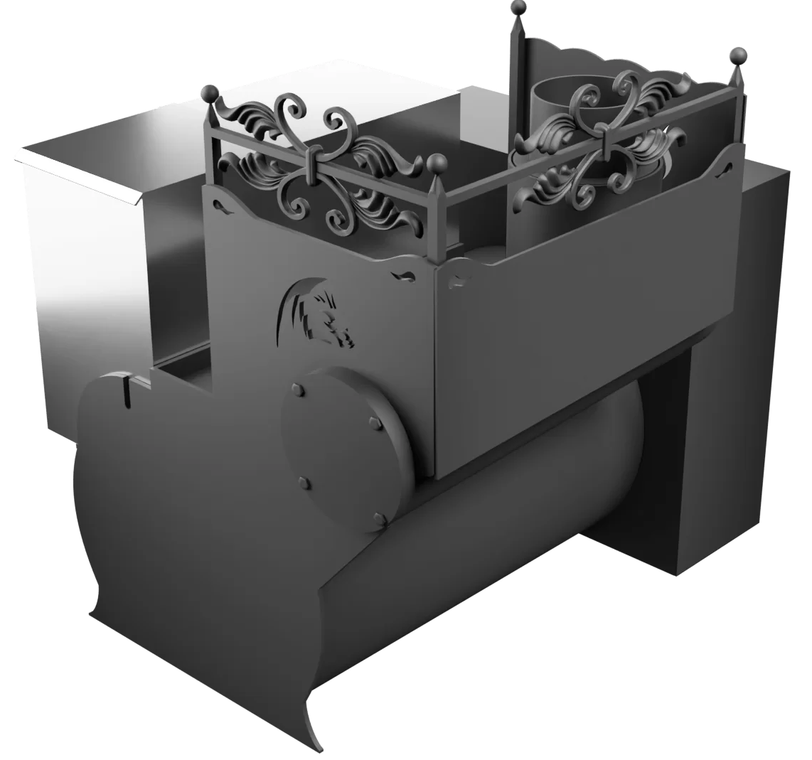 Печь Горыныч 3, каменка с левой стороны, большая дверь со стеклом, естественная система воздушного отопления фото в Ростове-на-Дону