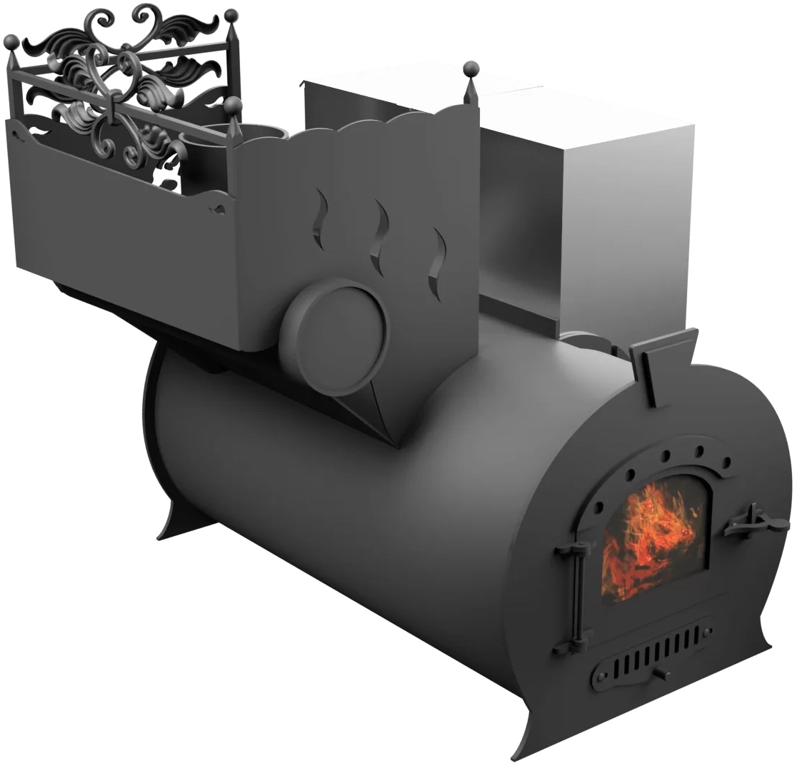 Печь Горыныч 3, каменка с левой стороны, малая дверь со стеклом фото в Ростове-на-Дону