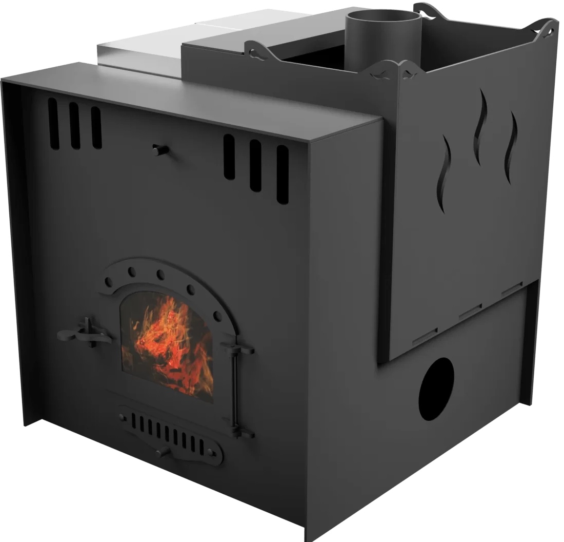 Печь Горыныч Мини, каменка с правой стороны, малое стекло, система воздушного отопления с порталом фото в Ростове-на-Дону