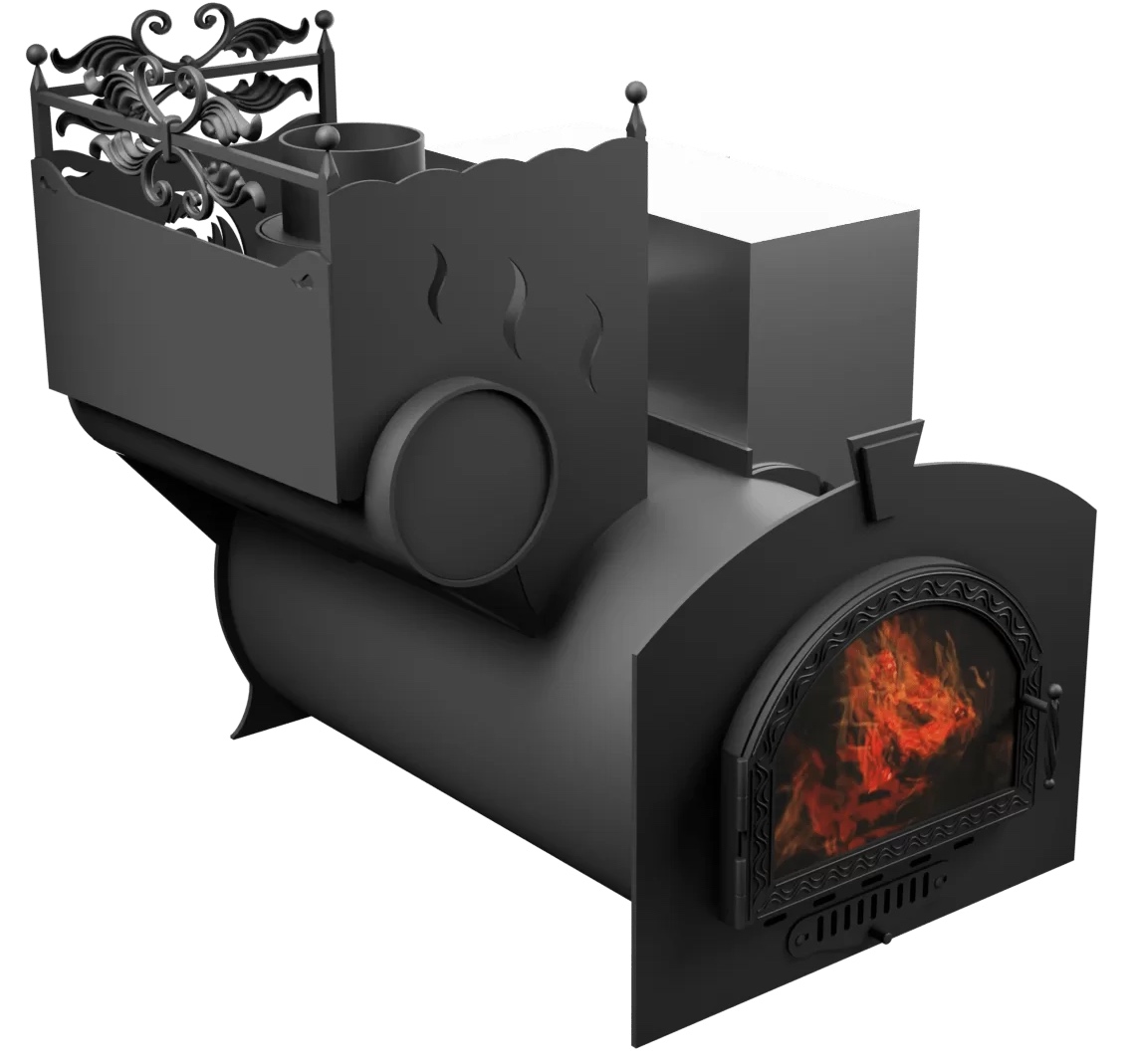 Печь Горыныч 3, каменка с левой стороны, средняя дверь со стеклом фото в Ростове-на-Дону