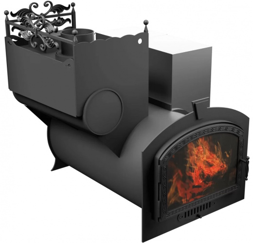 Печь Горыныч 3, каменка закрытая с левой стороны, большая дверь со стеклом фото в Ростове-на-Дону