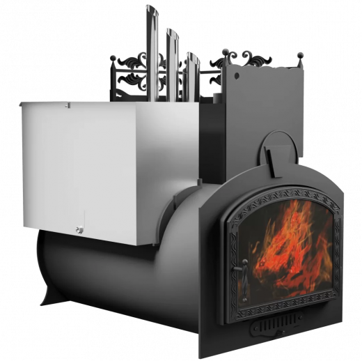 Печь Горыныч 3, каменка закрытая с правой стороны, большая дверь со стеклом фото в Ростове-на-Дону