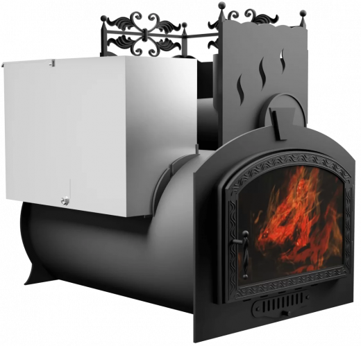 Печь Горыныч 3, каменка с правой стороны, большая дверь со стеклом фото в Ростове-на-Дону