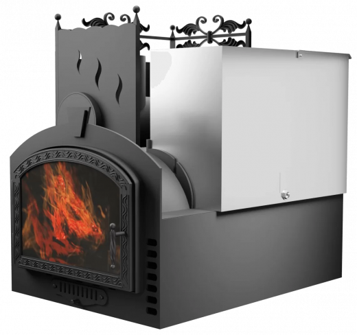 Печь Горыныч 3, каменка с левой стороны, большая дверь со стеклом, система воздушного отопления фото в Ростове-на-Дону