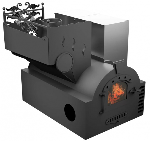 Печь Горыныч 3, каменка с левой стороны, малая дверь со стеклом, система воздушного отопления фото в Ростове-на-Дону