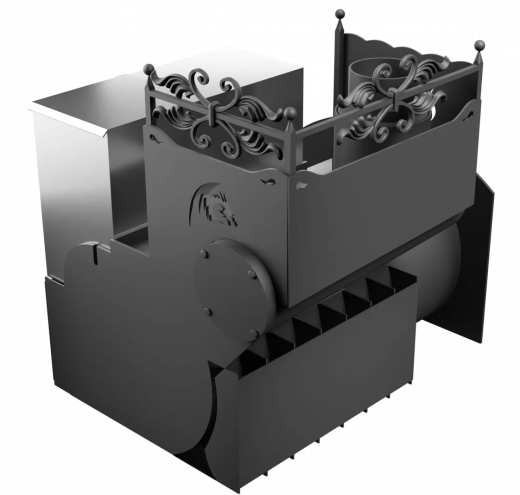 Печь Горыныч 3 с конвекцией, каменка с левой стороны, большая дверь со стеклом фото в Ростове-на-Дону