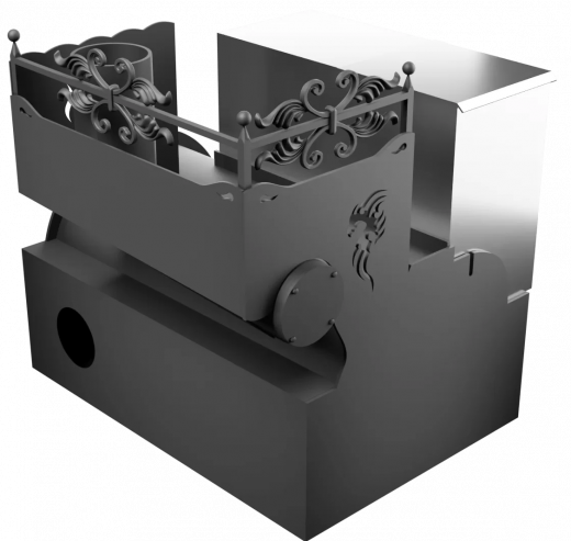 Печь Горыныч 3, каменка с правой стороны, малая дверь со стеклом, система воздушного отопления фото в Ростове-на-Дону