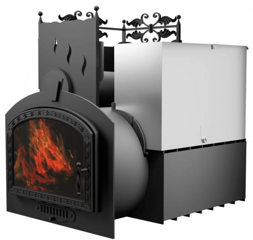 Печь Горыныч 3 с конвекцией, каменка с левой стороны, большая дверь со стеклом фото в Ростове-на-Дону