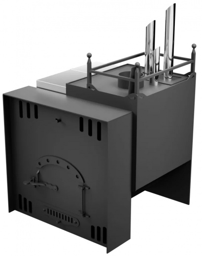 Печь Горыныч Мини, каменка закрытая с парогенератором с правой стороны, естественная система воздушного отопления фото в Ростове-на-Дону