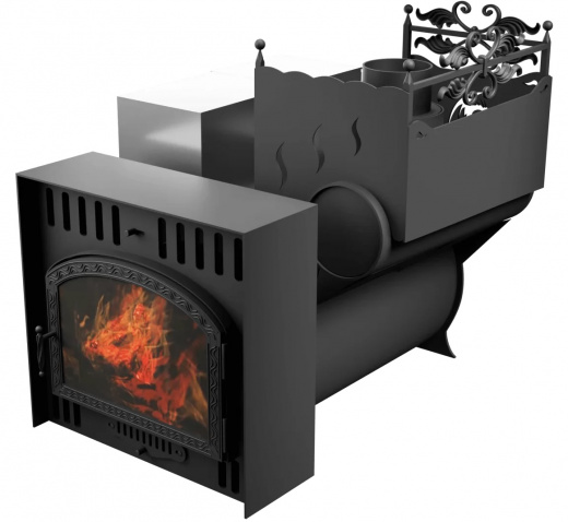 Печь Горыныч 3, каменка с правой стороны, большая дверь со стеклом, естественная система воздушного отопления фото в Ростове-на-Дону
