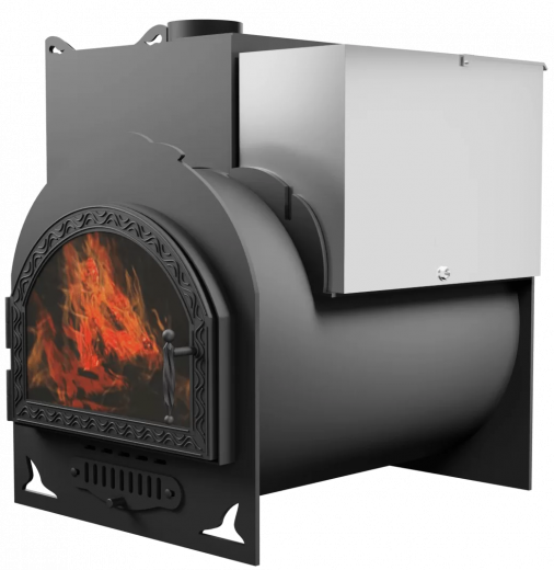 Печь Горыныч Мини, каменка с левой стороны, средняя дверь со стеклом фото в Ростове-на-Дону