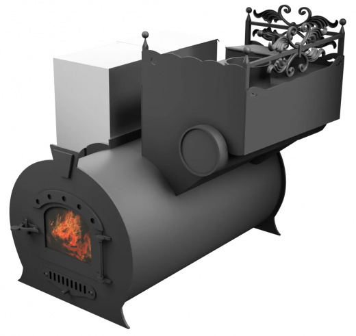 Печь Горыныч 3, каменка закрытая с правой стороны, малая дверь со стеклом фото в Ростове-на-Дону