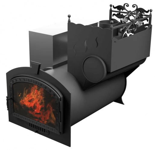 Печь Горыныч 3, каменка с правой стороны, большая дверь со стеклом фото в Ростове-на-Дону