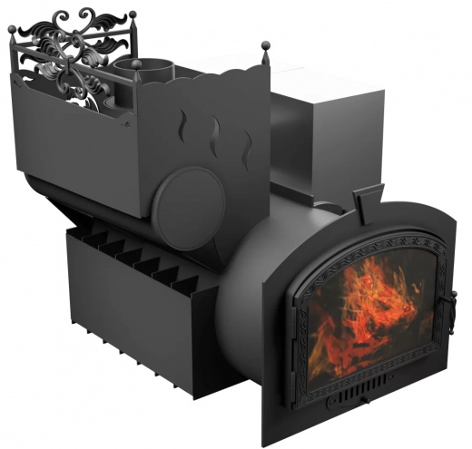 Печь Горыныч 3 с конвекцией, каменка с левой стороны, большая дверь со стеклом фото в Ростове-на-Дону