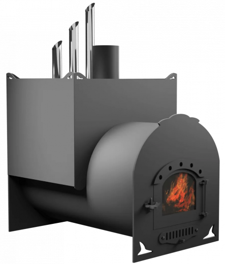 Печь Горыныч Мини, двойная каменка закрытая с парогенератором, малая дверь со стеклом фото в Ростове-на-Дону